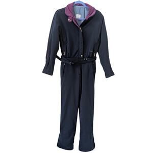 Vintage Bogner Navy Blue USA Made Snow Bunting Ski Suit Size 8 Long